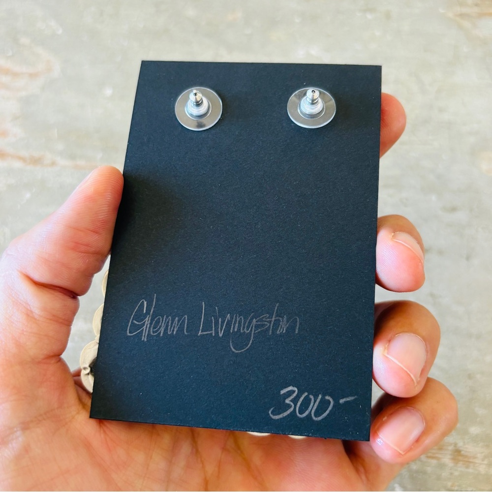 ♥️ Navajo ♥️ Glenn Livingston Sterling Silver & Waterweb Kingman Concho Earrings - Picture 3 of 11